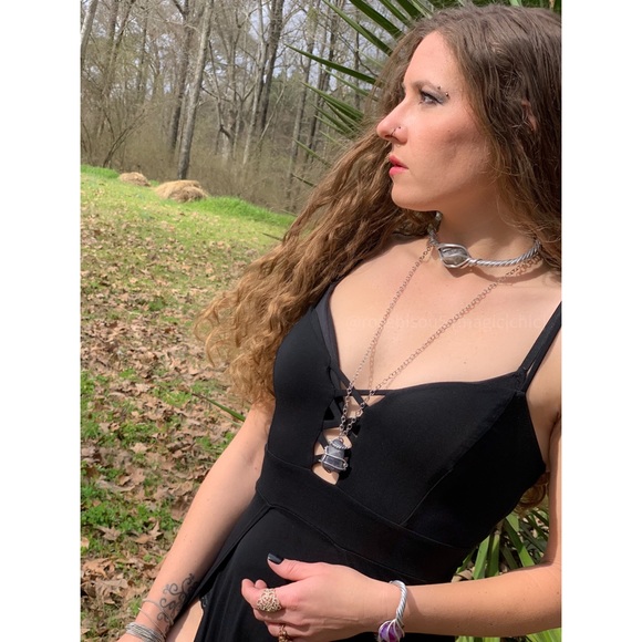 NEW✨wire wrap caged Smoky Quartz gemstone choker - Picture 5 of 8